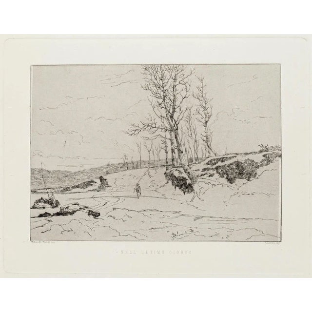 Landscape Etching on Paper by Edoardo Perotti, 1880s For Sale - Image 3 of 3