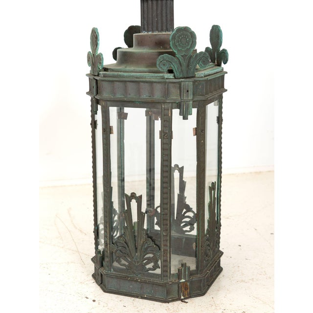 Green Bronze Art Deco Lantern, Circa 1920-30s For Sale - Image 8 of 13