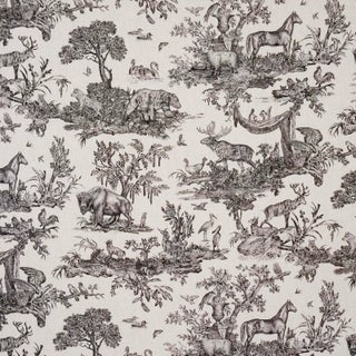 SAMPLE - Schumacher Western Toile Fabric In Carbon For Sale