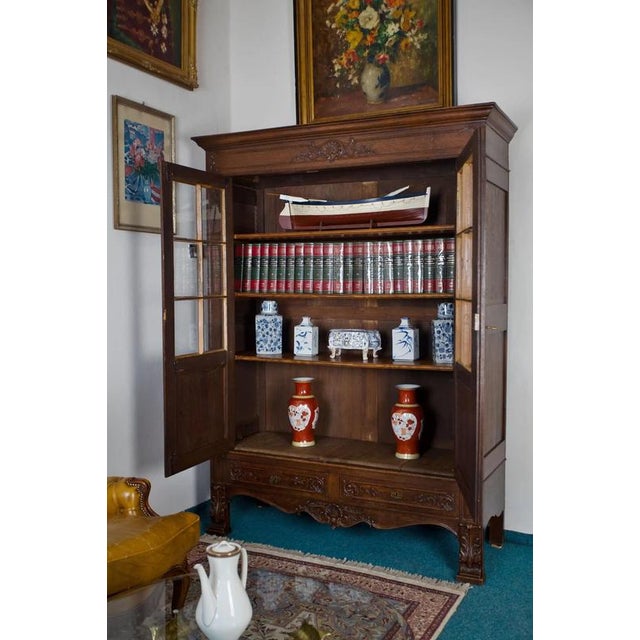 Brown Rococo Style Carved Oak Display Bookcase For Sale - Image 8 of 9