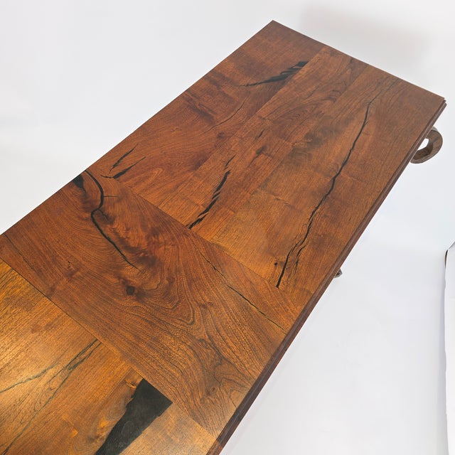 Mexports by Susana Molina Mesquite Wood and Iron Console Table For Sale - Image 17 of 17
