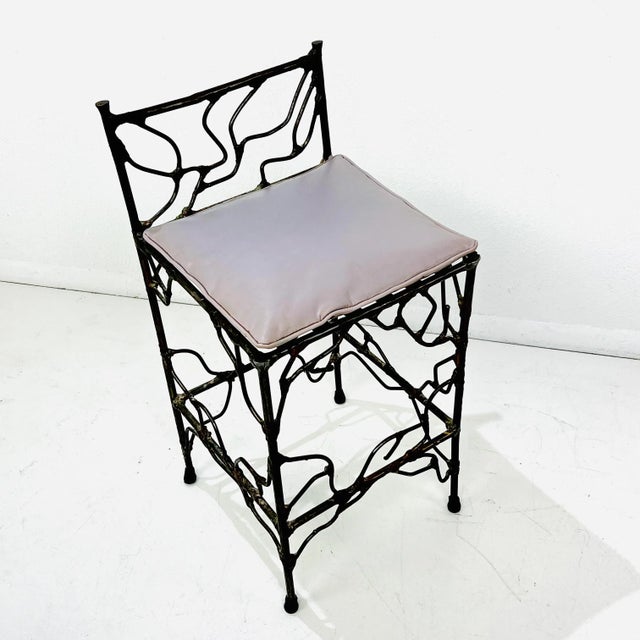 1980s 1980s Wrought Iron Vanity Stool For Sale - Image 5 of 15