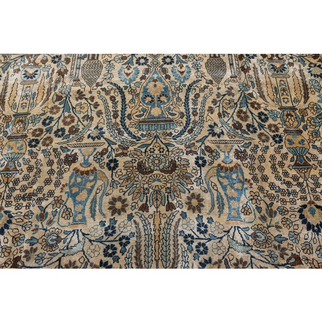Early 20th Century Antique Khorassan Botanic Design Handmade Wool Rug For Sale - Image 5 of 8