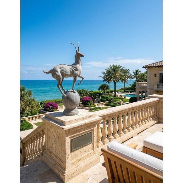 Vintage French Cast Iron Gazelle Garden Statue For Sale In West Palm - Image 6 of 9