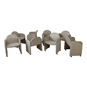 Set of 8 1980s Dining Chairs by Collier Milo Baughman Style