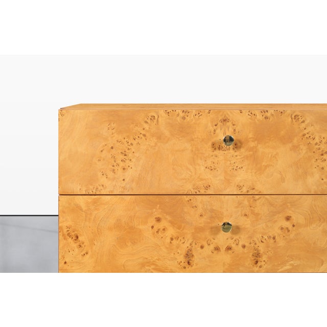 Mid-Century Modern Burl Wood and Brass Nightstands by Founders for Thomasville For Sale - Image 12 of 15