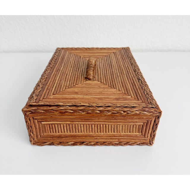 Brown Handmade Bamboo & Braided Seagrass Box For Sale - Image 8 of 17