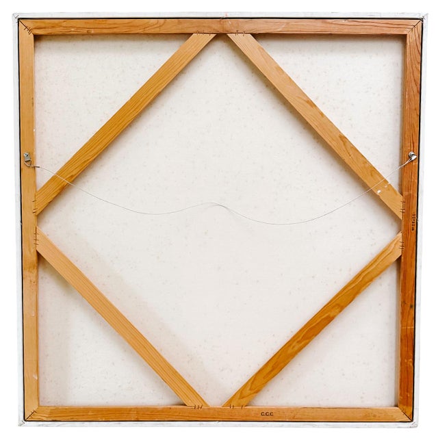 Pair of Large Original Oil Portraits of a Portuguese Water Dog on a Striped Bergère For Sale - Image 14 of 15