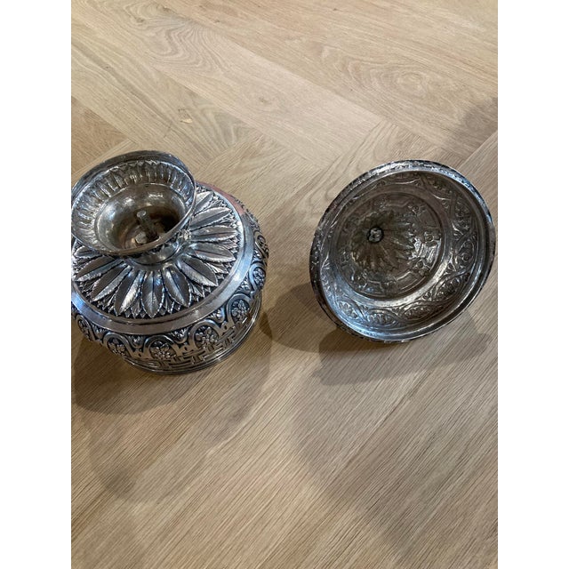 Antique Silver Covered Urn — Repoussé Greek Key, Fruit & Foliage Motifs, 2.86 LBS For Sale - Image 15 of 18