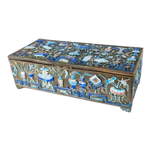 Early 20th Century Chinese Enameled Silver on Copper Cigarette Box