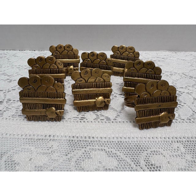 Vintage Whimsical Brass Apple Barrel Napkin Rings, Set of Eight For Sale - Image 9 of 9