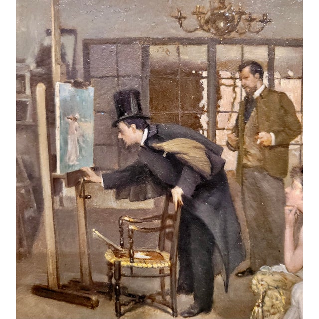 Late 19th Century Albert Jean Adolphe-Nude Model in Paris Artist Studio-1898 Oil Painting For Sale - Image 5 of 12