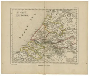 Antique Map of Zuid-Holland by Brugsma, 1864