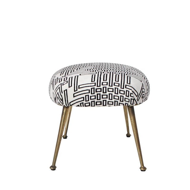1950s Mid-Century Black and White Geometric Footstool, Italy, 1950 For Sale - Image 5 of 9