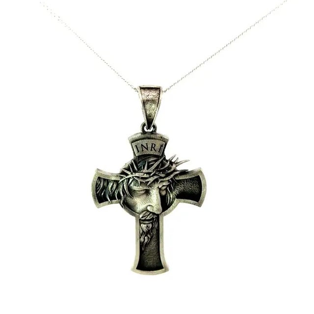 Metal Religious Jesus Christ Crucifix Cross Christian Unisex Pendant in 925 Silver For Sale - Image 7 of 11