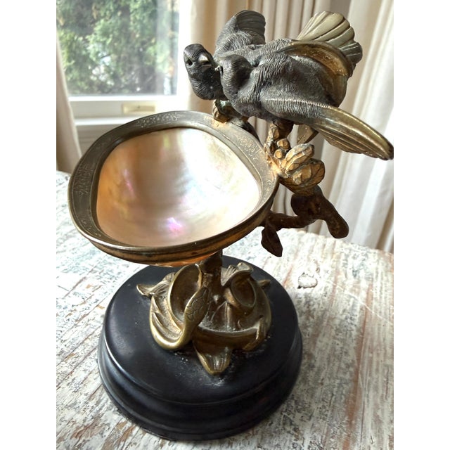 19th C French Gilt Bronze and Nacre Bird Bowl For Sale - Image 9 of 12