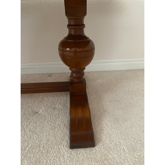 Mid 20th Century Unique Marble and Wood French Inspired Trestle Console/Libaray/Coffee/Cocktail/Display Table Great Vintage Condition For Sale - Image 10 of 11