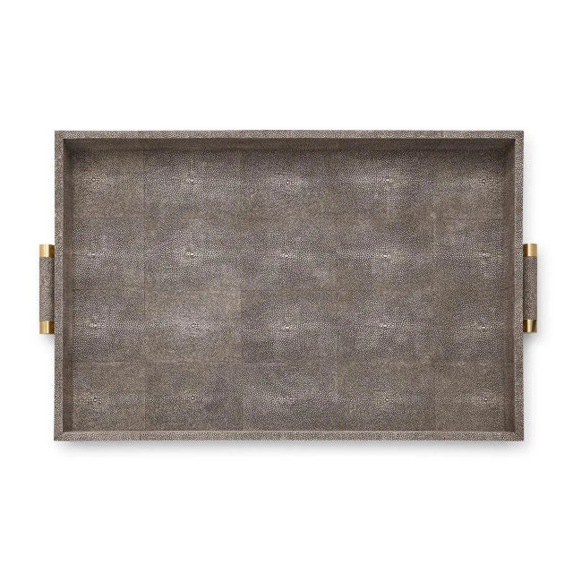 Contemporary AERIN Classic Faux Shagreen Butler Tray, Chocolate For Sale - Image 3 of 3