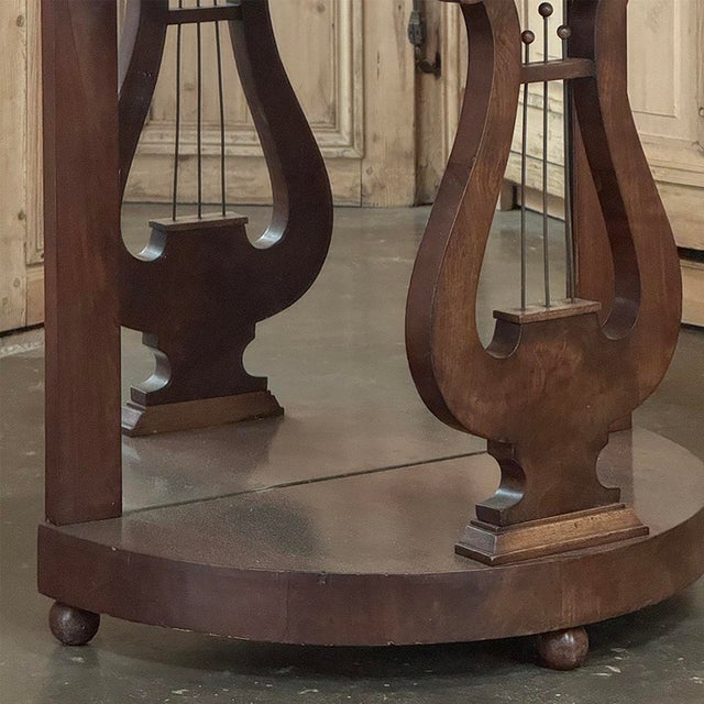 Empire Demilune Lyre Console in Mahogany With St. Anne Marble Top For Sale - Image 9 of 18