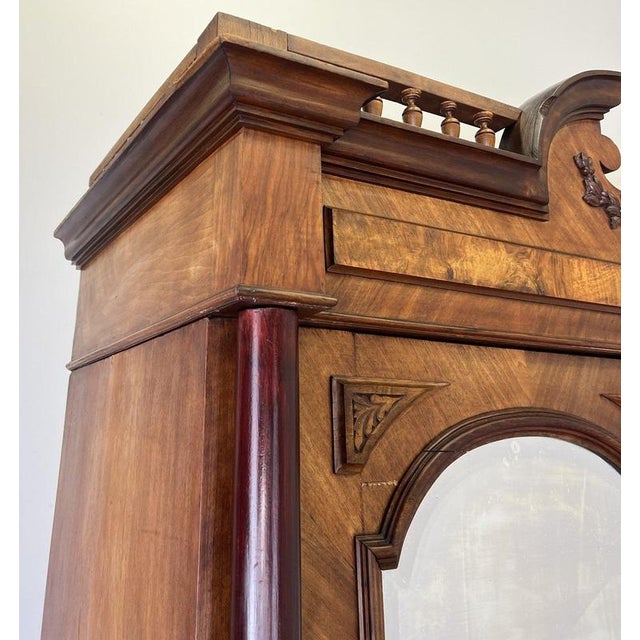 Antique French Carved Walnut Mirrored 2-Door Armoire For Sale - Image 3 of 18