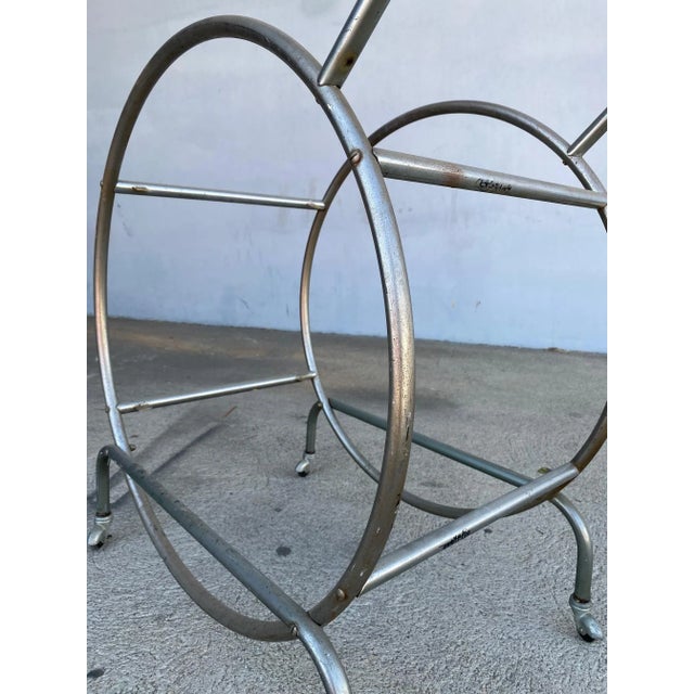 Metal 1930s Bauhaus Inspired Art Deco Chrome Tubular Bar Cart For Sale - Image 7 of 8