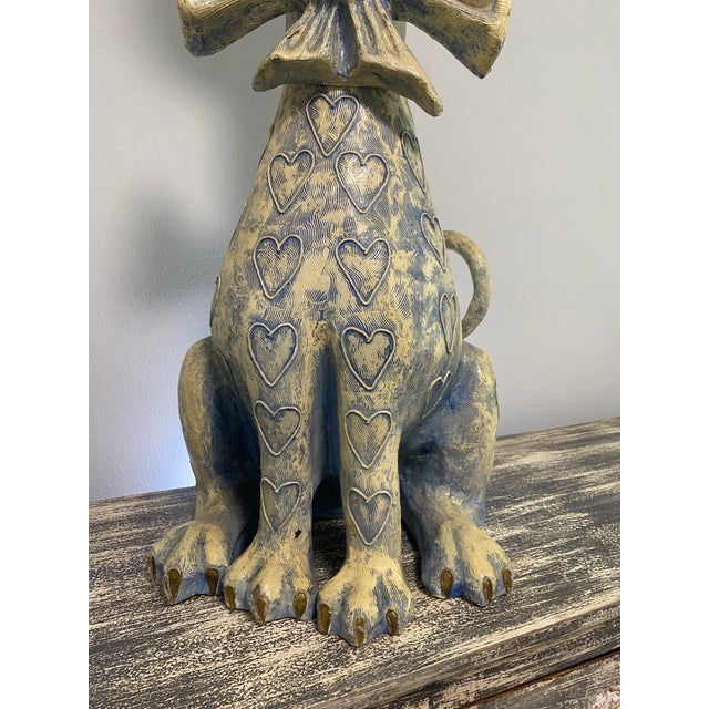 Late 20th Century Vintage Jeanne Valentine Oversized Blue Papier-Mâché Cat Sculpture For Sale - Image 5 of 13