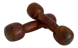 Victorian Wooden Dumbbell Weights - a Pair