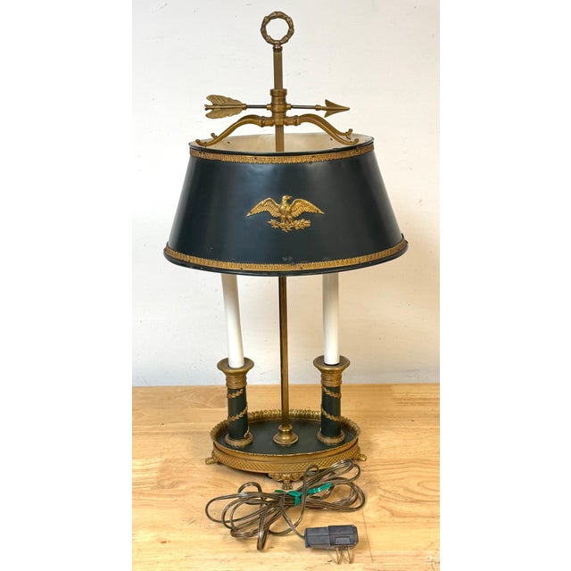 French Empire-Style Bouillotte Lamp with Napoleonic Eagle Motif, circa 1925 For Sale - Image 13 of 16
