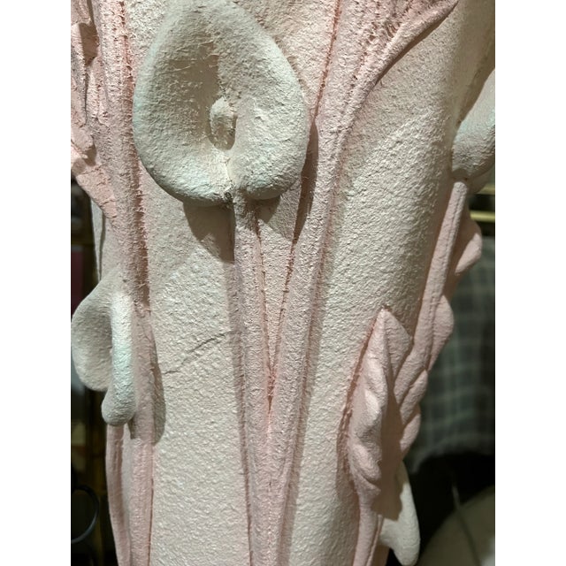 Sculpture Materials 1980 Lily Floral Sculpture Plaster Pink Floor Lamp For Sale - Image 7 of 10