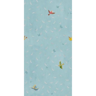 Sample - Feathers (var. 1) Wallpaper by Paule Marrot in Blue For Sale