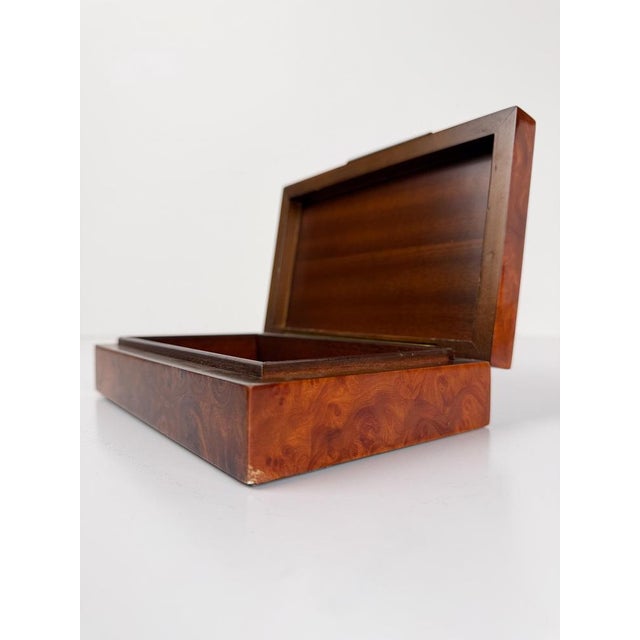 Metal Italian Mid-Century Elm Burl Decorative Box with Mythological Bas-Relief, 70s, 1970s For Sale - Image 7 of 17