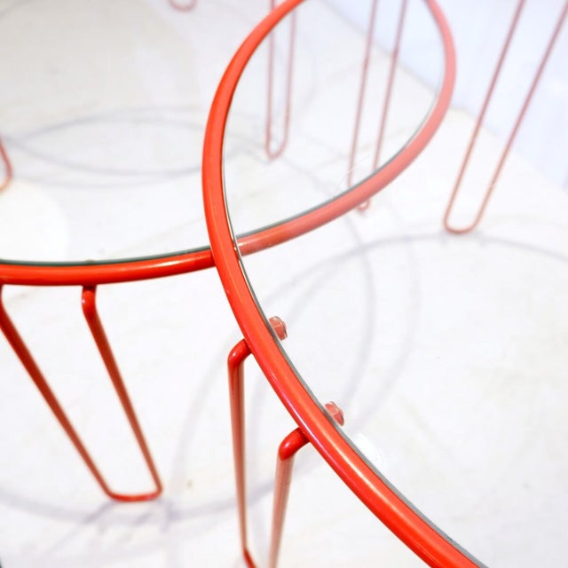 Minimalist Red Nesting Tables, 1970s, Set of 3 For Sale - Image 6 of 8