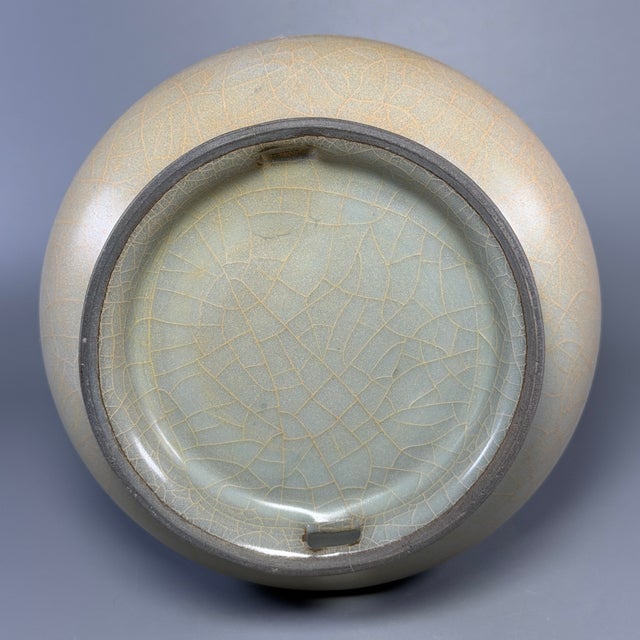 Antique Chinese Celadon Crackle‑Glaze Long Neck Vase, Collectible Antique For Sale - Image 6 of 6