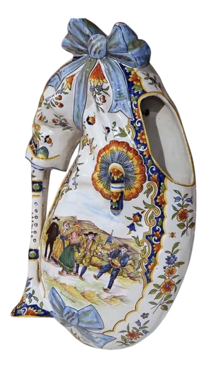 19th Century French Hand-Painted Faience Wall Bagpipe