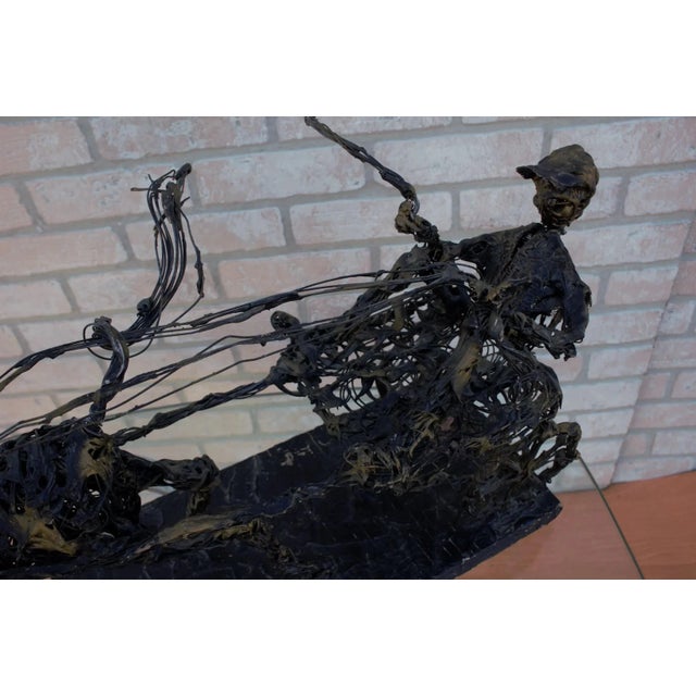 Black Vintage Paco Valle Horse and Rider Wireframe Brutalist Sculpture For Sale - Image 8 of 10
