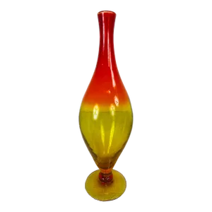 Mid Century Vintage Modern Hand Blown Blenko Amberina Bud Vase by Wayne Husted.