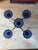 Ystad Metall MCM Gunnar Ander for Ystad-Metall 5-Light Brass & Cobalt Blue Glass Flower Candelabra For Sale - Image 4 of 5