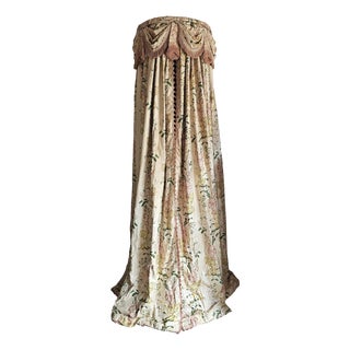 Art Deco French Chintz Bed Crown Canopy with Silk Lining and Original Passementerie, 1920s For Sale
