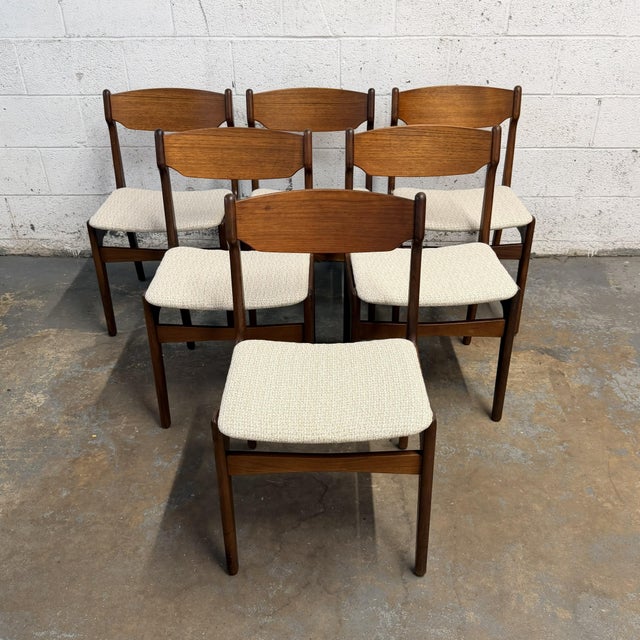 Mid 20th Century Set of 6 Vintage Danish Modern Teak Dining Chairs Attributed to Erik Buck (Buch), 1960s For Sale - Image 5 of 12