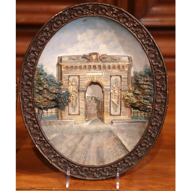 Gothic Early 20th Century French Hand-Painted Oval Decorative Wall Platters - a Pair For Sale - Image 3 of 11
