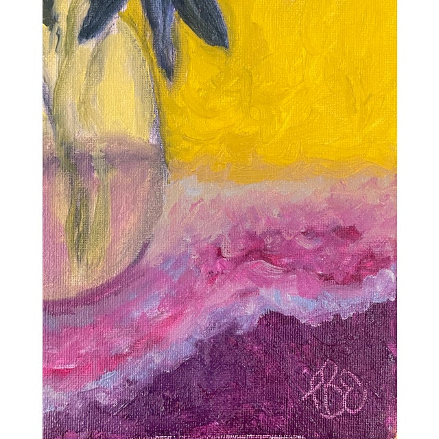 Boho Chic 1990s Floral Still Life Oil on Canvas For Sale - Image 3 of 4
