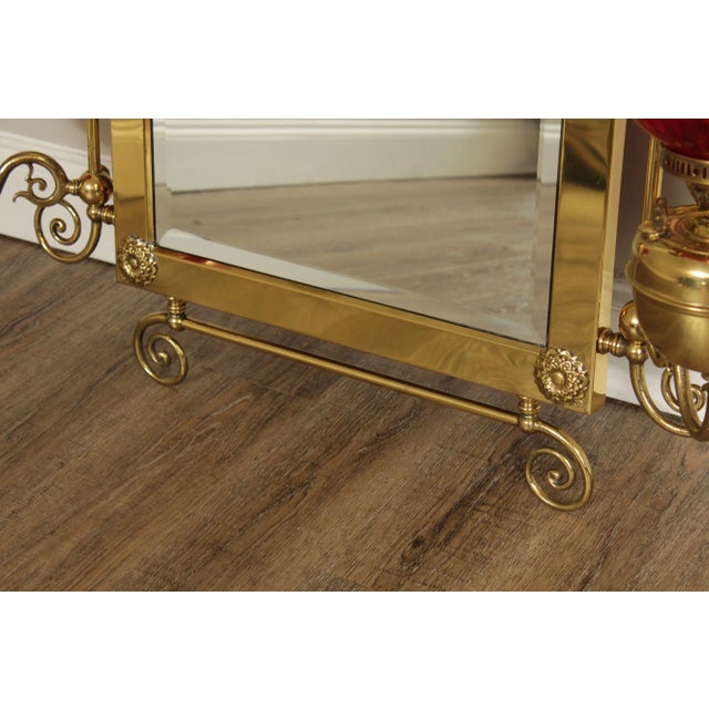 Late 19th Century Victorian Brass Oil Lamp Candelabra Wall Mirror For Sale - Image 5 of 12