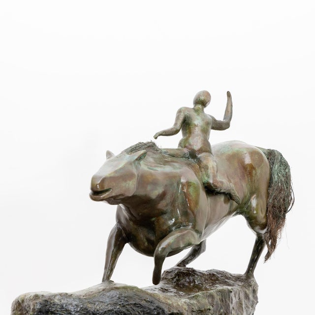 French Plaster Sculpture of Rider with Horse For Sale - Image 13 of 16