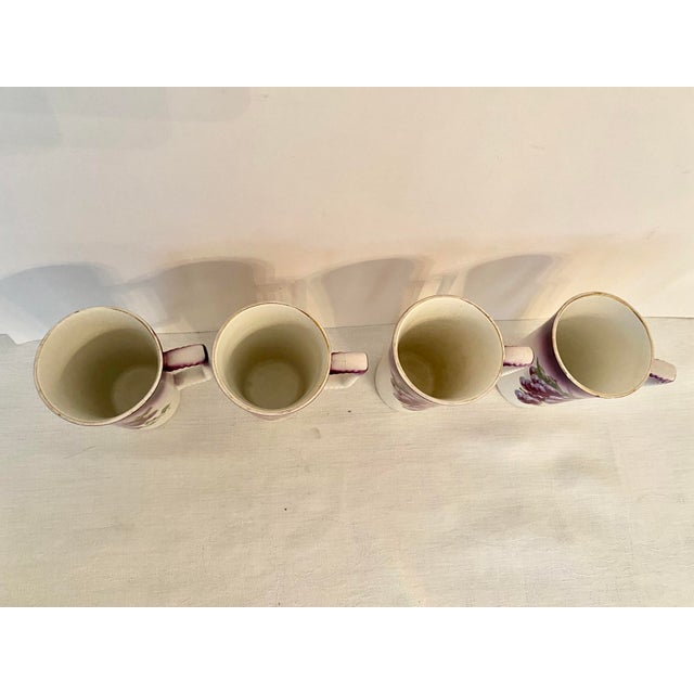 Late 19th Century Antique Dresden China Grape Motif Mugs - Set of 4 (C. 1890- 1915). For Sale - Image 5 of 12