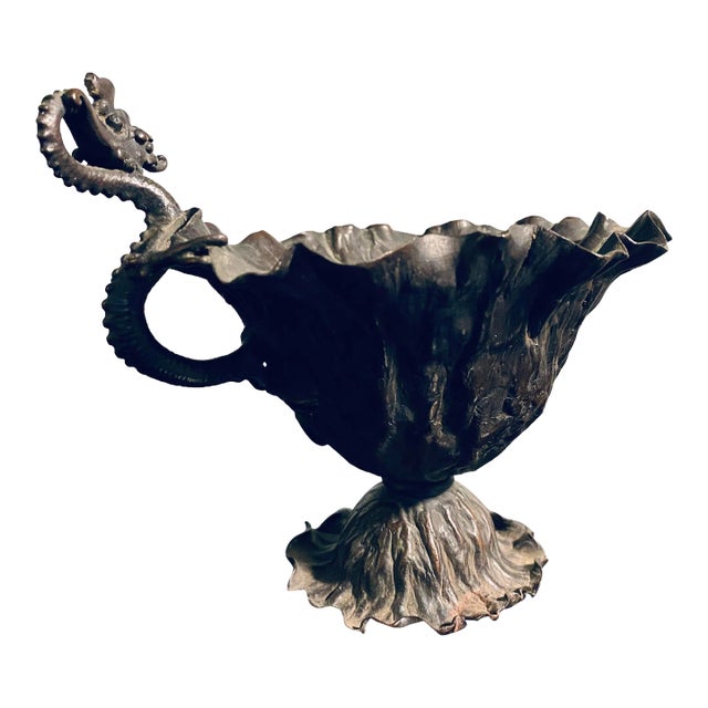 Late 19th Century Japanese Meiji Period Bronze Dragon Ikebana Vessel For Sale