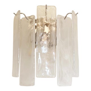 Venied-White Alabastro Strips “Listelli” Murano Glass Wall Sconce For Sale