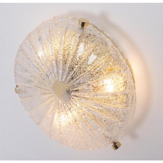 Small Brass and Murano Glass Flush Mount attributed to Hillebrand, Germany, 1970s For Sale - Image 4 of 14