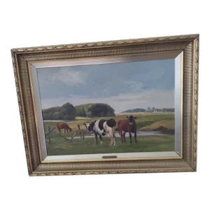 Landscape Painting by Listed Danish Artist Niels Christiansen, Original Framed