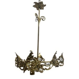 Antique Victorian / Rococo Style Bronze Veritaele 3 Arm Chandelier For Sale