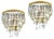 Crystal and Brass Scones or Wall Lights Italy, 1940s, Set of 2 For Sale
